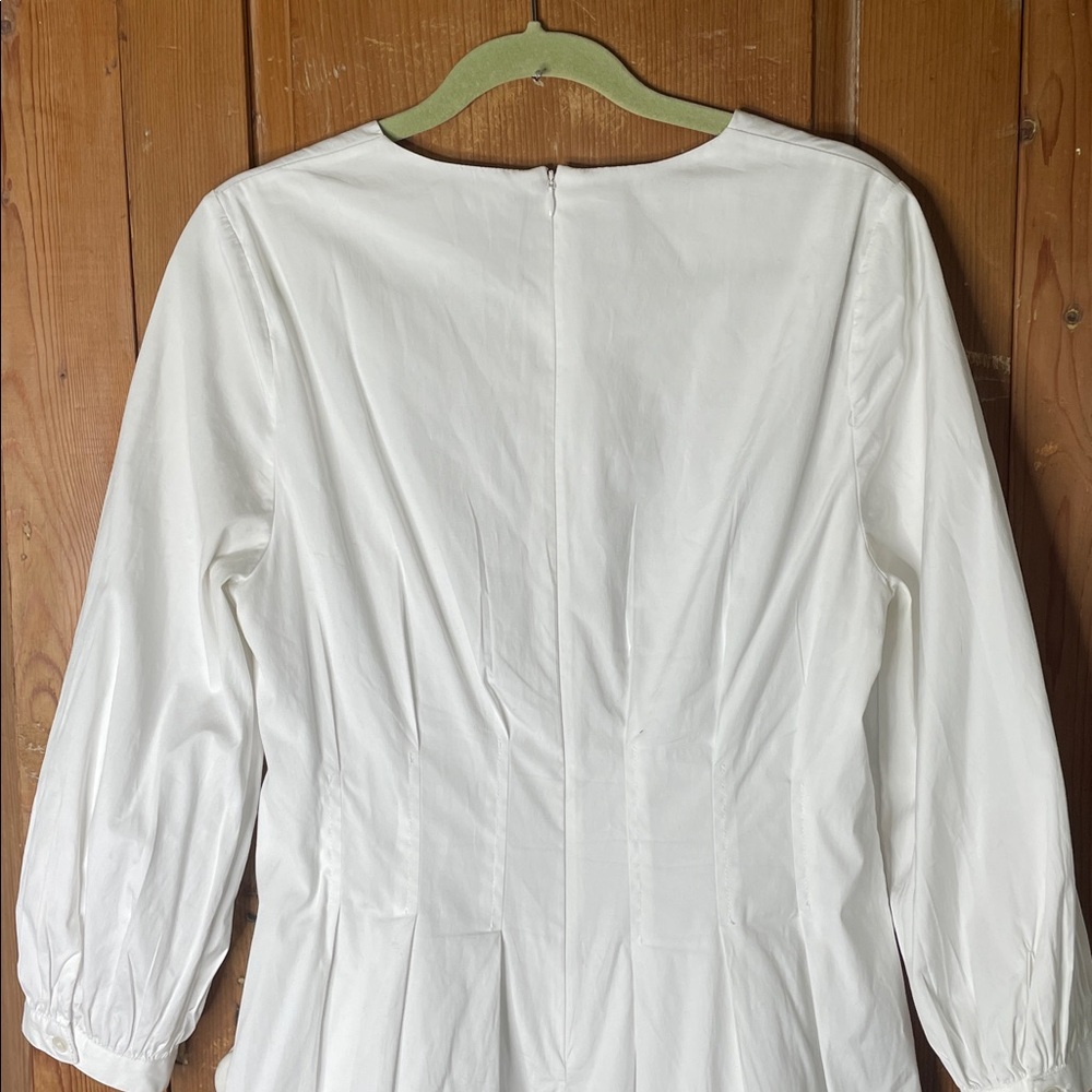Veronica Beard Torres corset-waist white cotton long sleeve dress - Picture 9 of 11